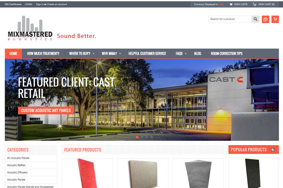 E-Commerce Website Redesign- Mixmastered Acoustics